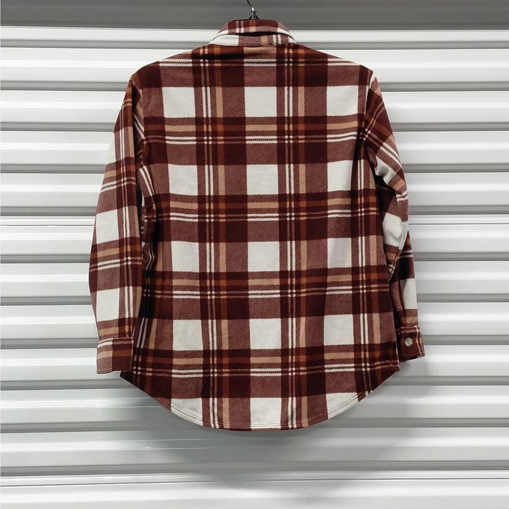 Eddie Bauer Womens Plaid Flannel Shirt Size Small Brown Shacket Cozy Gorpcore - Picture 3 of 14